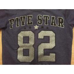 Blauw sweat trui met glitter front print mt 128 PINKBERRY