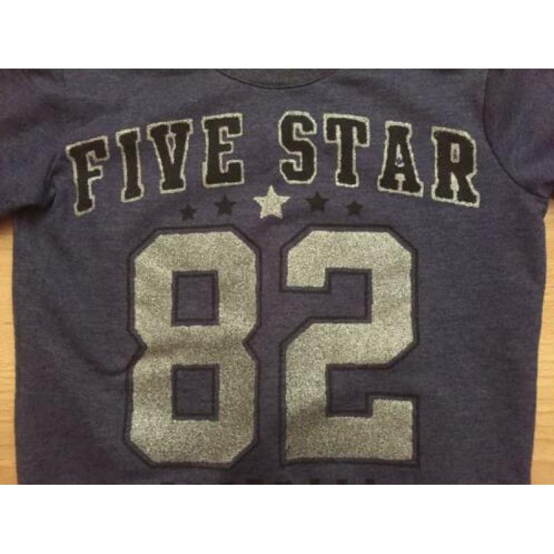 Blauw sweat trui met glitter front print mt 128 PINKBERRY