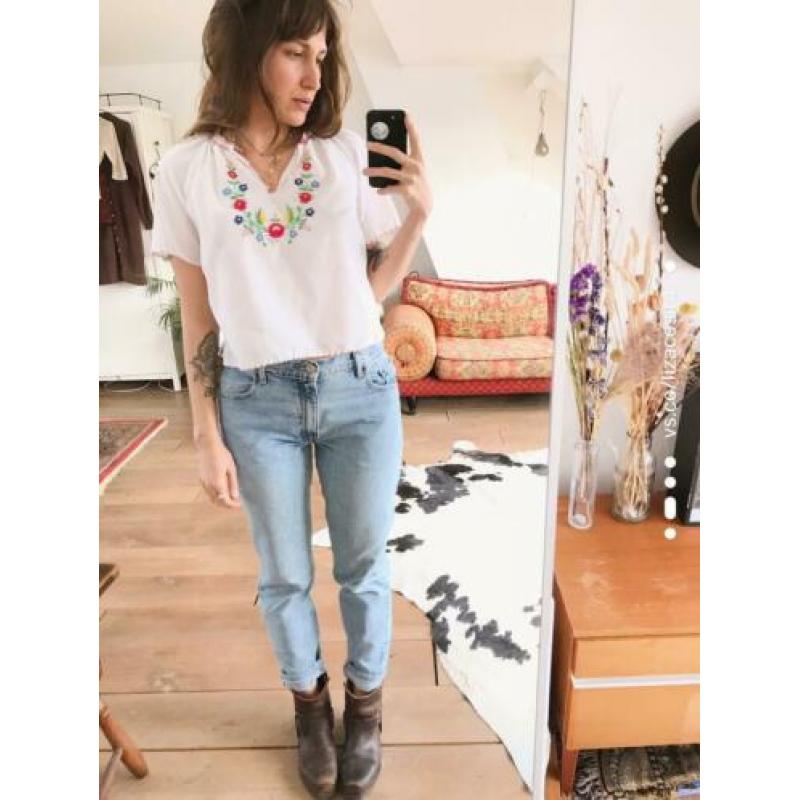 Vintage Hongaarse top geborduurd bohemian Free People romy