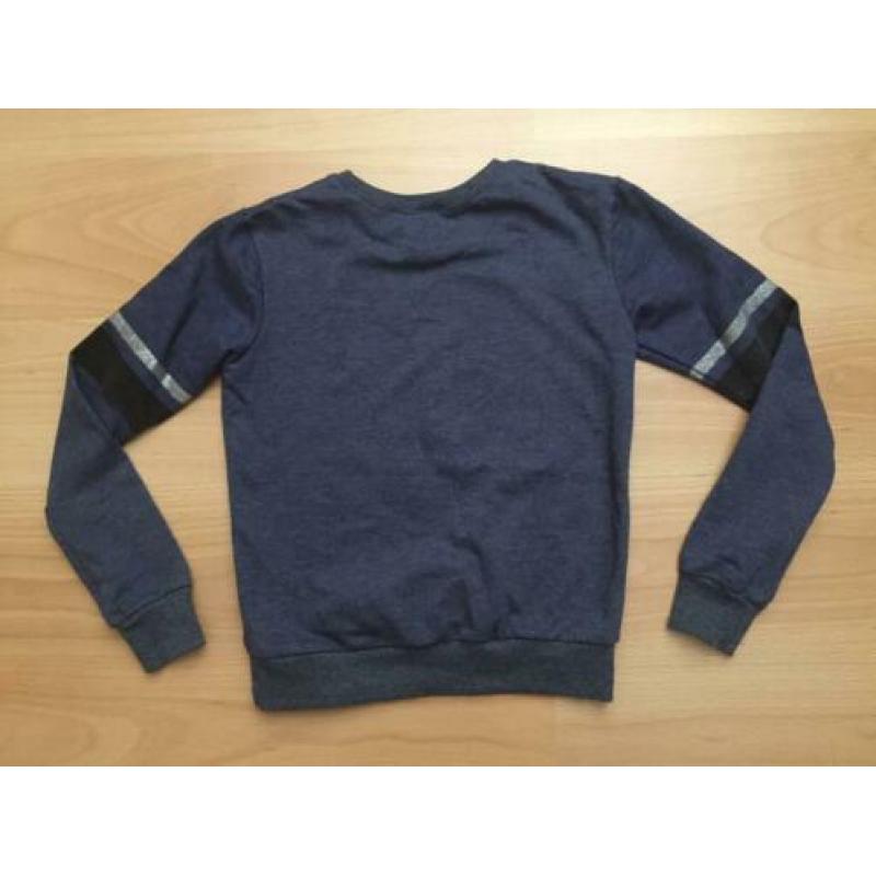 Blauw sweat trui met glitter front print mt 128 PINKBERRY