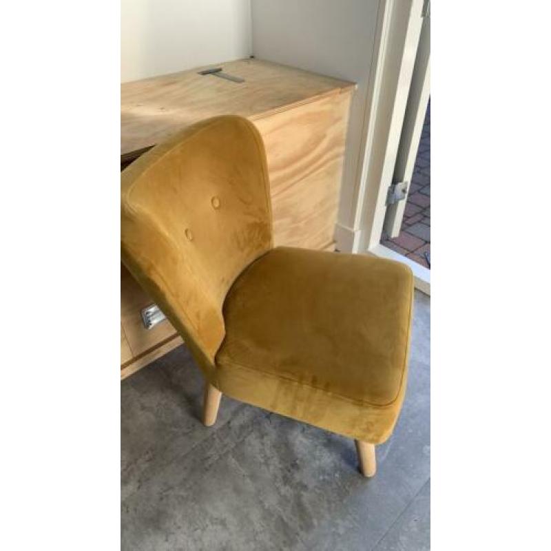 Velours velvet oker geel fauteuil / stoel