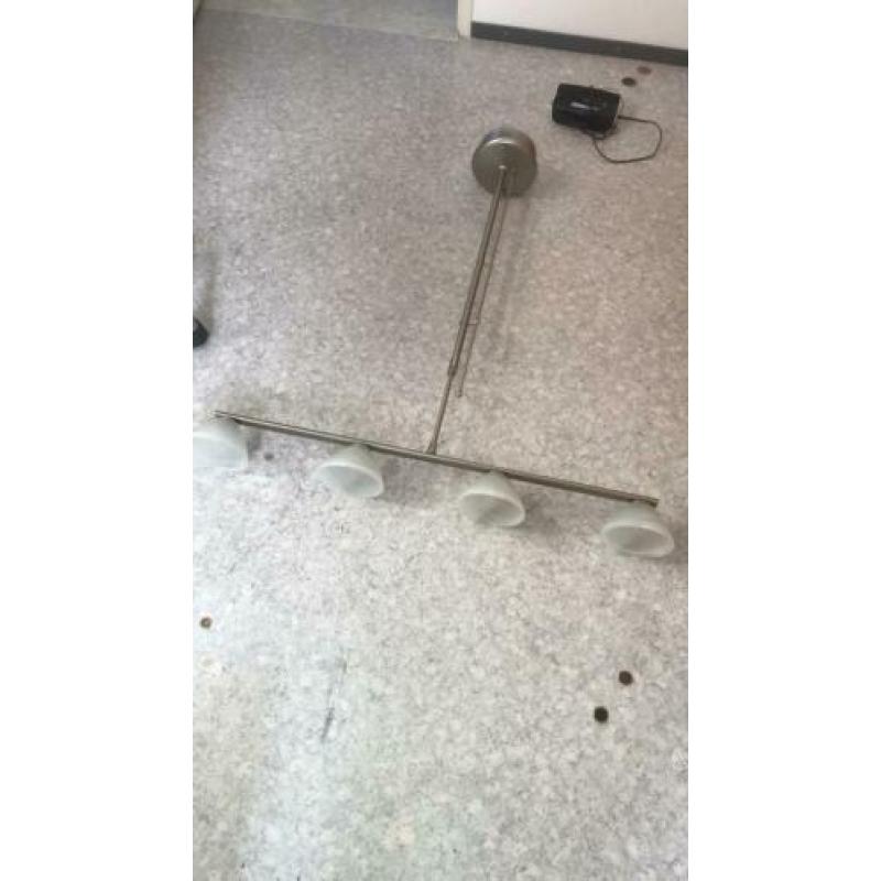 hanglamp halogeen melkglazen kelkjes dimmer rvs