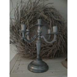 Oude brocante kandelaar 5-arms hoogte 31cm *Etage3*