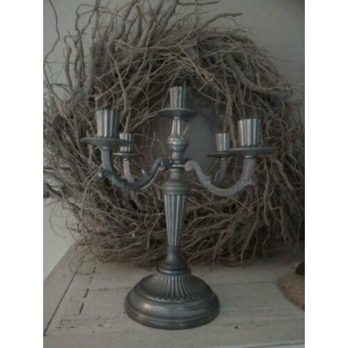 Oude brocante kandelaar 5-arms hoogte 31cm *Etage3*