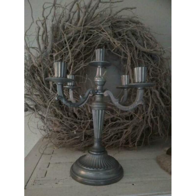 Oude brocante kandelaar 5-arms hoogte 31cm *Etage3*