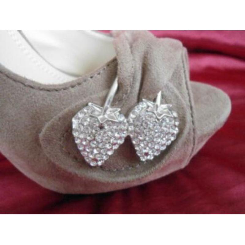 Suede stiletto's off toe met plateauzool maat 39