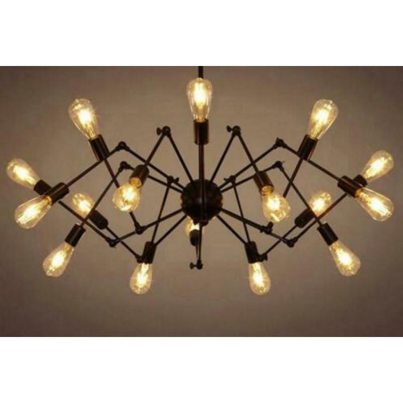 Industriële lamp met verstelbare armen. Inclusief lampen.