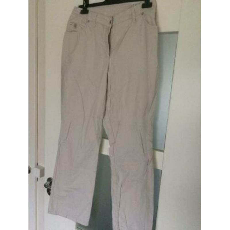 heerlijke dunne linnen zomer broek beige wit mt 44 canda C&A