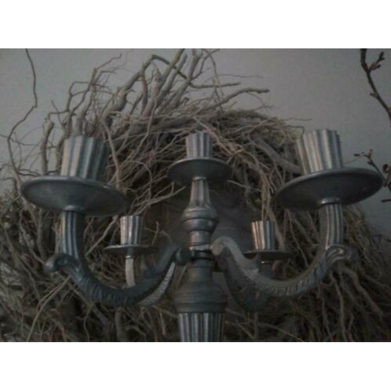 Oude brocante kandelaar 5-arms hoogte 31cm *Etage3*