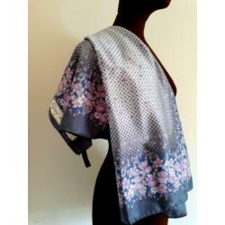 Vintage designer sjaal shawl Guy ST. Honoré wit violet roze