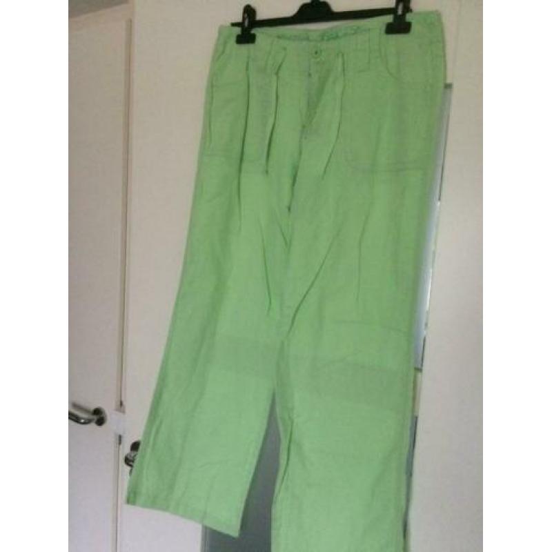 heerlijke dunne linnen zomer broek beige wit mt 44 canda C&A