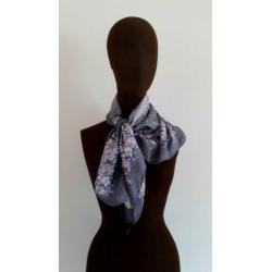 Vintage designer sjaal shawl Guy ST. Honoré wit violet roze