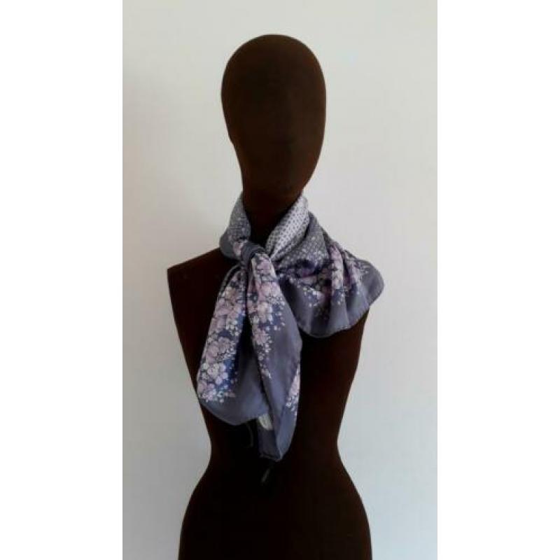 Vintage designer sjaal shawl Guy ST. Honoré wit violet roze