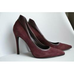 Guglielmo rotta rood bordeaux suede pumps hakken maat 38,5