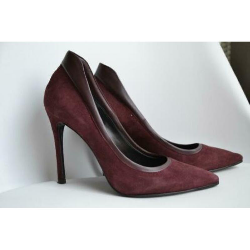 Guglielmo rotta rood bordeaux suede pumps hakken maat 38,5