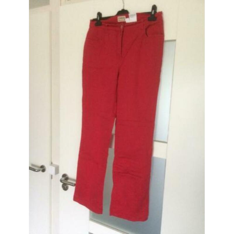 heerlijke dunne linnen zomer broek beige wit mt 44 canda C&A