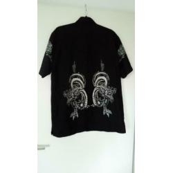 Vintage Herenoverhemd met tattoo-tekening Maat L