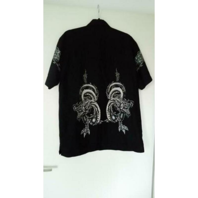 Vintage Herenoverhemd met tattoo-tekening Maat L