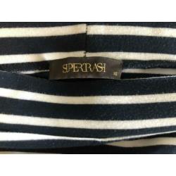 Supertrash kokerrok met split blauw wit gestreept maat 34 xs