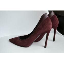 Guglielmo rotta rood bordeaux suede pumps hakken maat 38,5