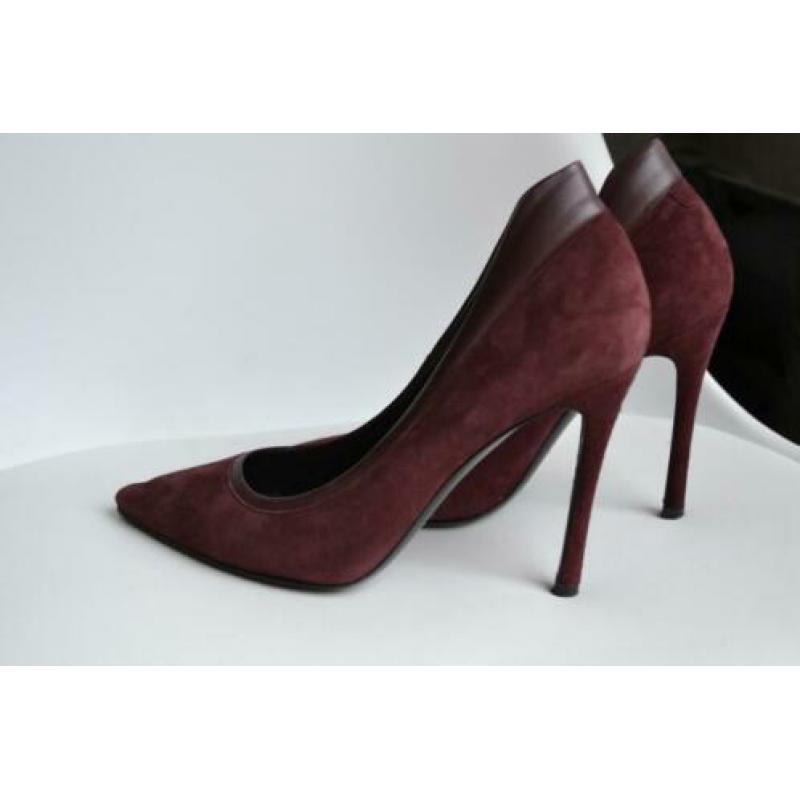 Guglielmo rotta rood bordeaux suede pumps hakken maat 38,5