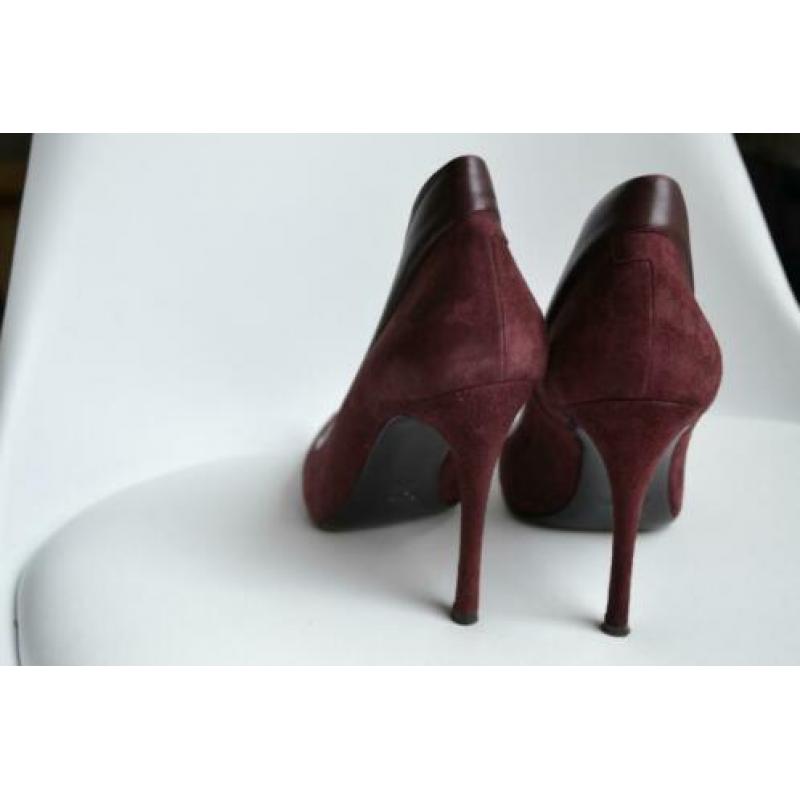 Guglielmo rotta rood bordeaux suede pumps hakken maat 38,5