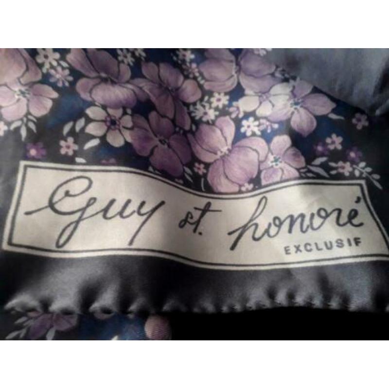 Vintage designer sjaal shawl Guy ST. Honoré wit violet roze