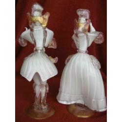 Twee grote Bardioli Murano Florentijnse dansers.