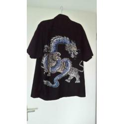 Vintage Herenoverhemd met tattoo-tekening Maat L