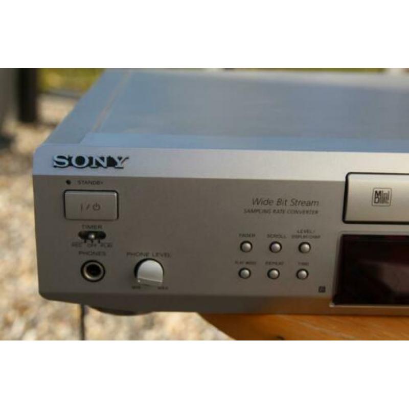 Sony minidisc speler MDS-JE520, zilver + 18 discs