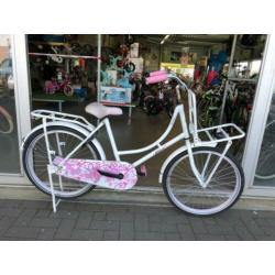 Fietsmaster 24 inch oma opoefiets wit roze meisjesfiets