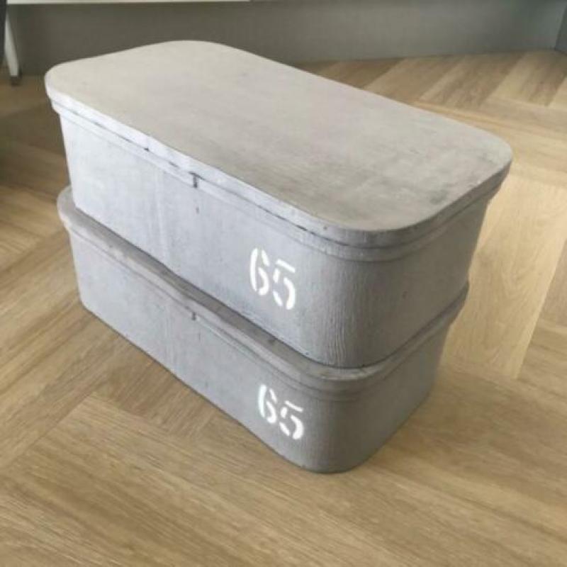Opbergbox 2x, hout, lichtgrijs