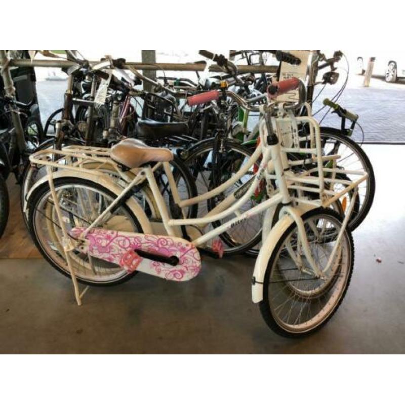 Fietsmaster 24 inch oma opoefiets wit roze meisjesfiets