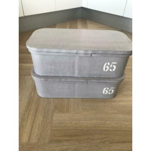 Opbergbox 2x, hout, lichtgrijs