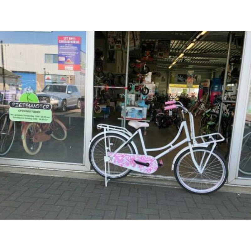 Fietsmaster 24 inch oma opoefiets wit roze meisjesfiets