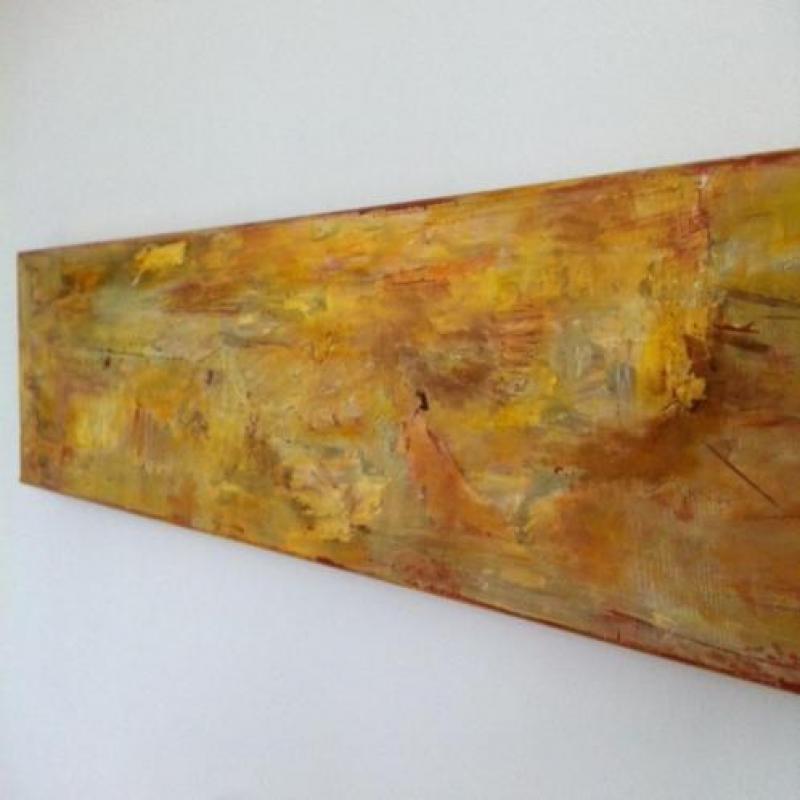 Modern, abstract schilderij: "GoudGeel"