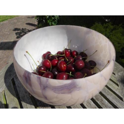 grote antieke glazen schaal bowl fruit art deco glas paars