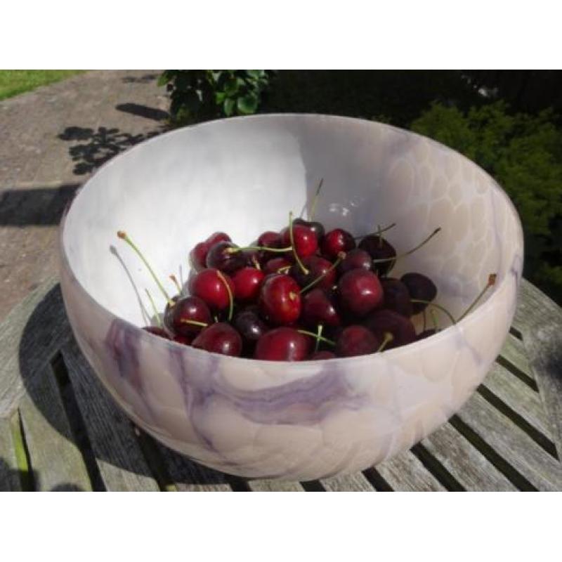 grote antieke glazen schaal bowl fruit art deco glas paars