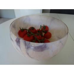 grote antieke glazen schaal bowl fruit art deco glas paars