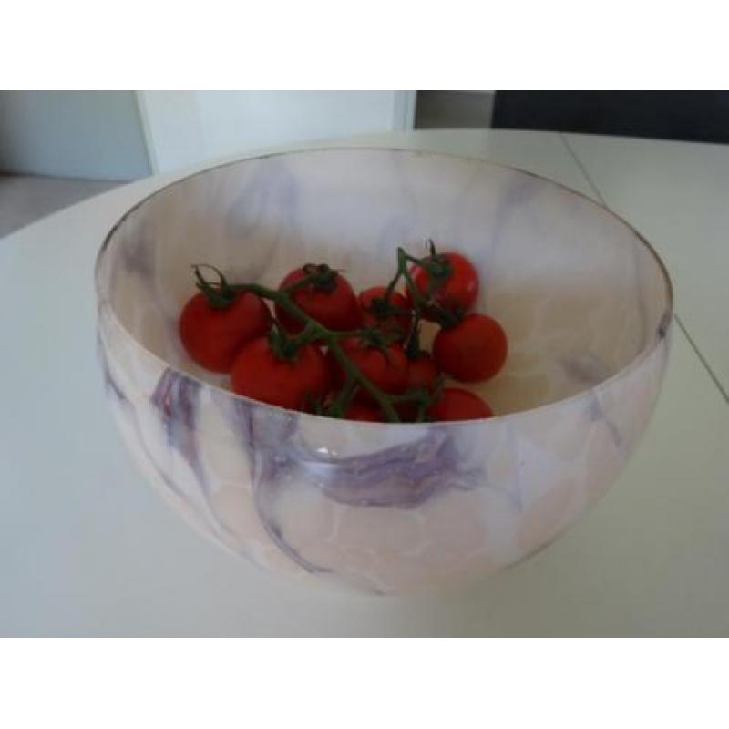 grote antieke glazen schaal bowl fruit art deco glas paars
