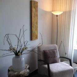 Modern, abstract schilderij: "GoudGeel"