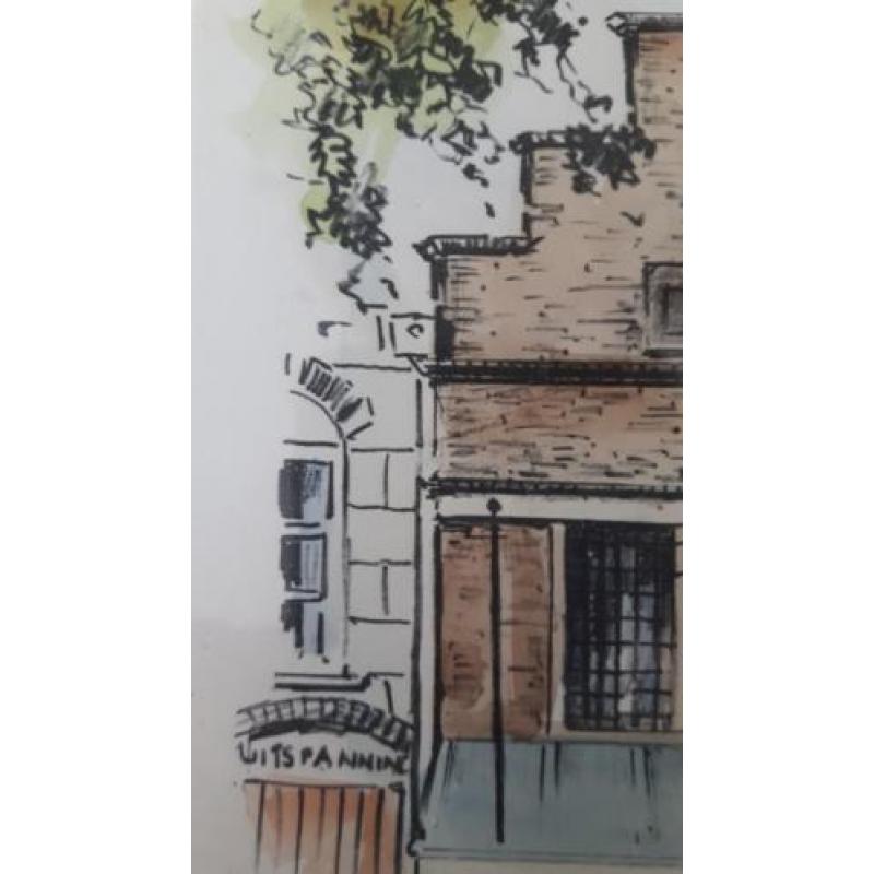 Oudewater Heksenwaag zeldzame Aquarel van rond 1956 zie fo