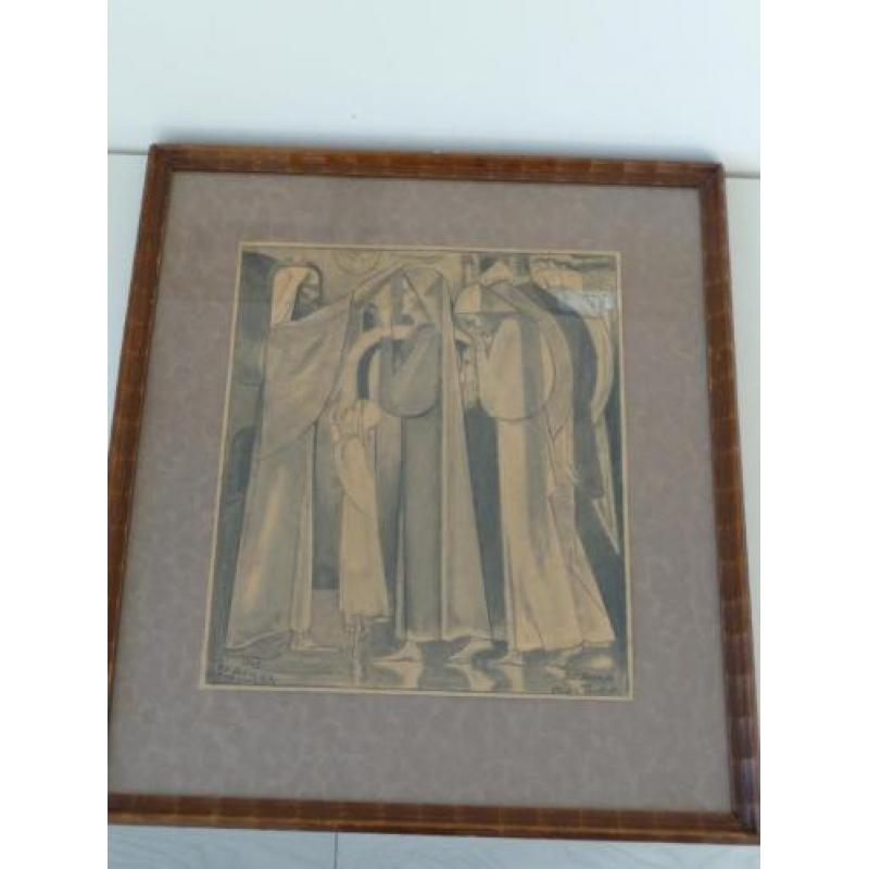potloodtekening H.C.Pleijsier - de doop - naar TOOROP 1929
