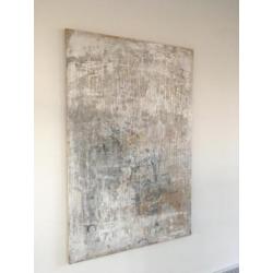 RAW, groot abstract schilderij in naturel kleuren, 115 x 75