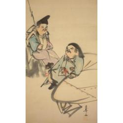 3 set Japanse scrolls, "de zeven Lucky Gods" by "Juzan".