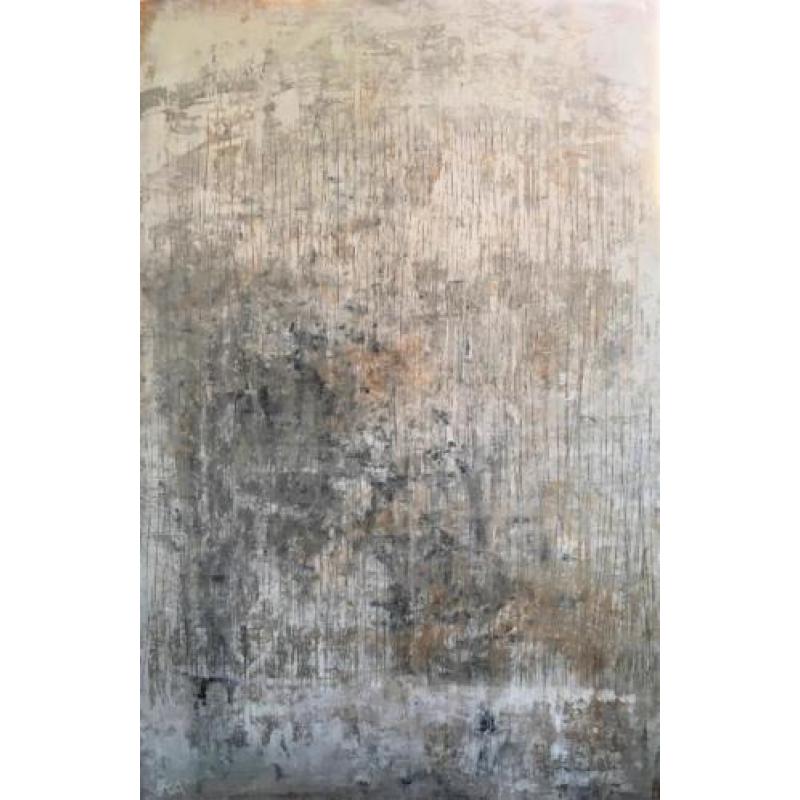 RAW, groot abstract schilderij in naturel kleuren, 115 x 75