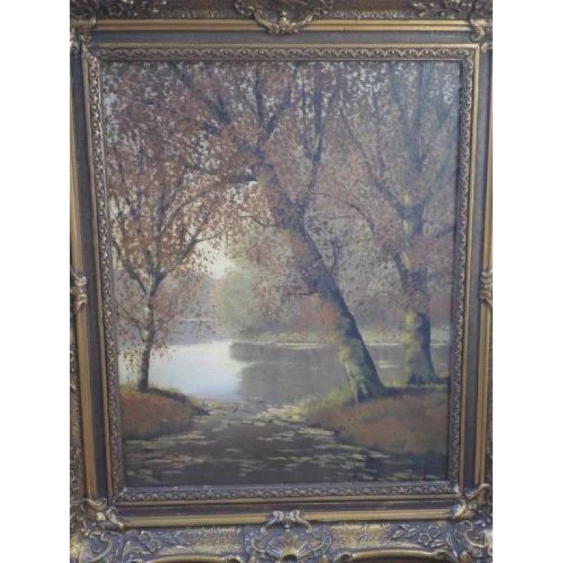 Bosgezicht schilderij met meertje - Openneer