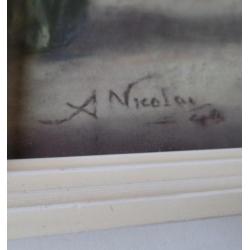 Pastel - krijttekening van A.A. Nicolai (1918-2015) Bresken