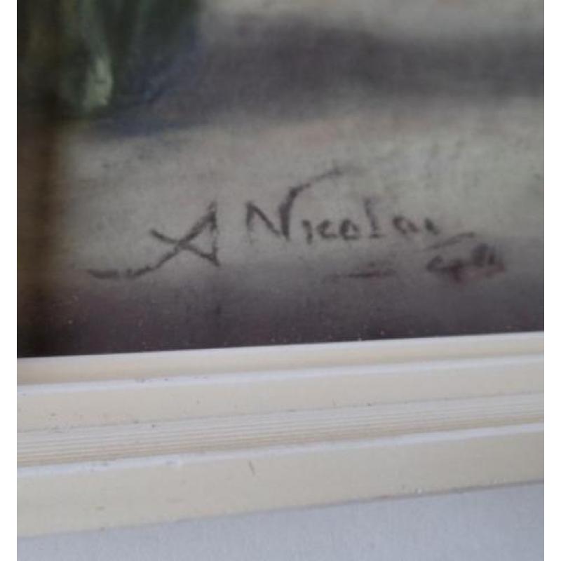 Pastel - krijttekening van A.A. Nicolai (1918-2015) Bresken