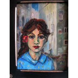 Schilderij portret vrouw in Venetië